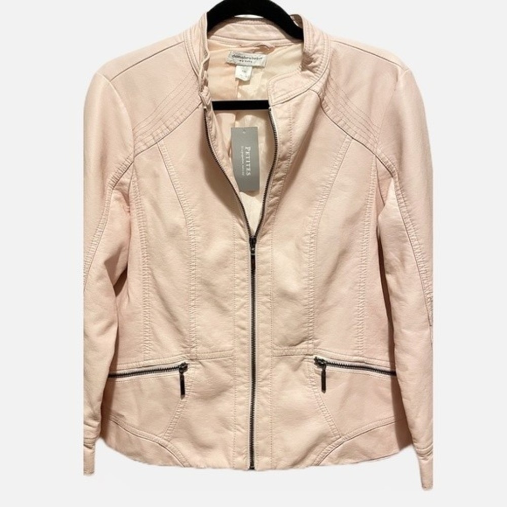 Christopher & Banks Faux Soft Pink Leather Jacket New With Tags PM